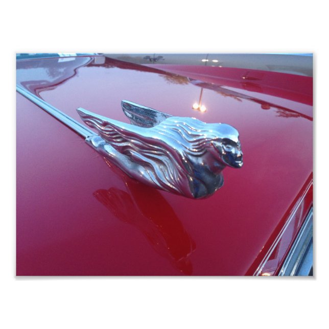 Red Cadillac Flies Woman Huva Ornament Fototryck (Framsidan)