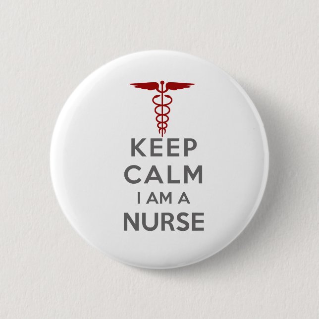 Red Caduceus Behålla Lugn I är en sjuksköterska Knapp (Framsida)