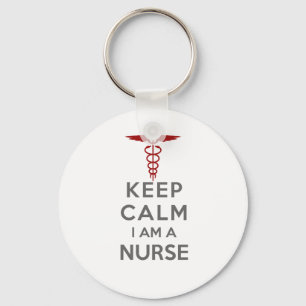Red Caduceus Behålla Lugn I är en sjuksköterska Nyckelring