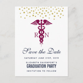 Red Caduceus Nurse Student Spara datumet Vykort