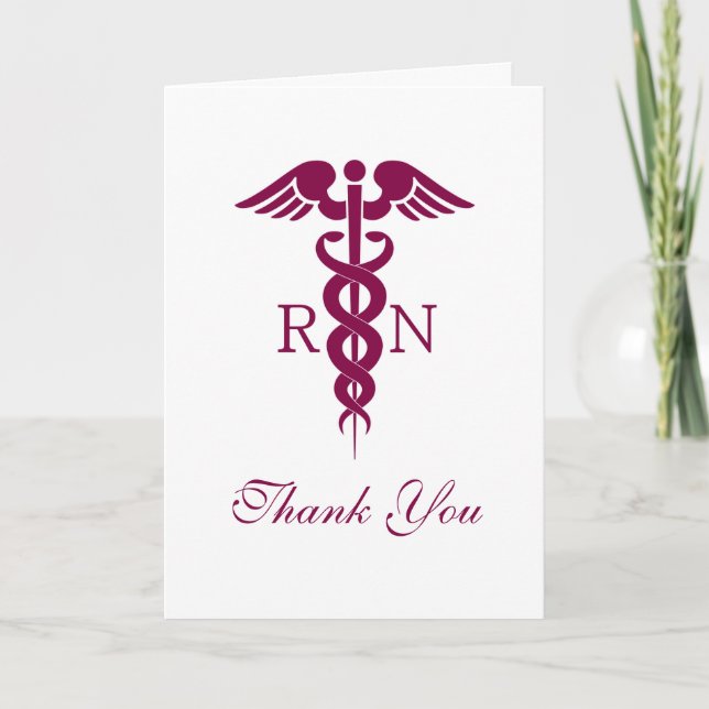 Red Caduceus Nurse Student Tack Kort (Framsida)