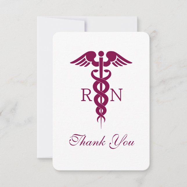 Red Caduceus Nurse Student Tack Kort (Framsida)