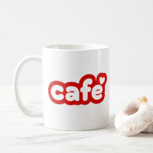 Red "Café" Mugg med hjärtdetaljer