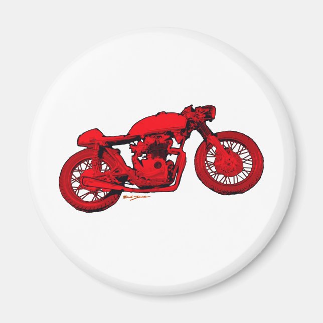 Red Cafe Racer Magnet (Framsidan)
