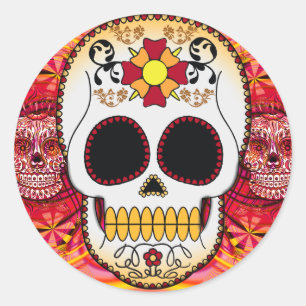Red Calaveras Sticker Runt Klistermärke
