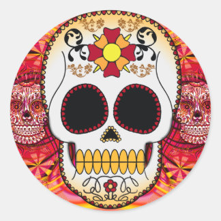 Red Calaveras Sticker Runt Klistermärke