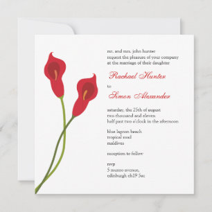 Red Calla Lilies Bröllop Inbjudningar