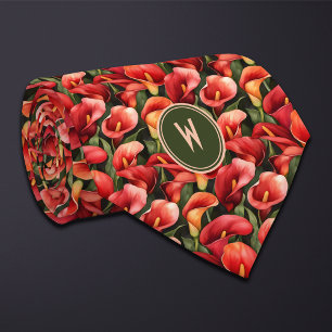 Red Calla Lillies Blommigt Neck Tie Slips
