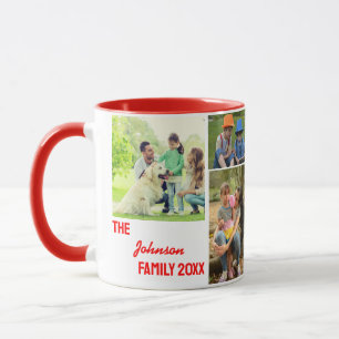 Red Calligraphy Family Photo Collage Mugg