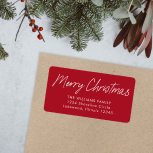 Red Calligraphy God jul Returadress Adressetikett