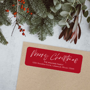 Red Calligraphy God jul Returadress Etikett