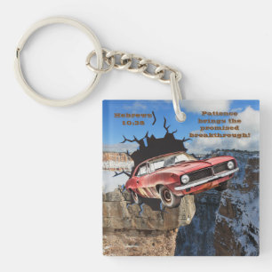 Red Camaro Mountain Cliff Christian Scripture