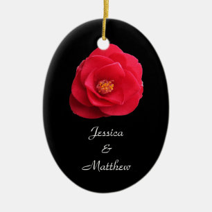 Red Camellia-blomman Julprydnad Julgransprydnad Keramik