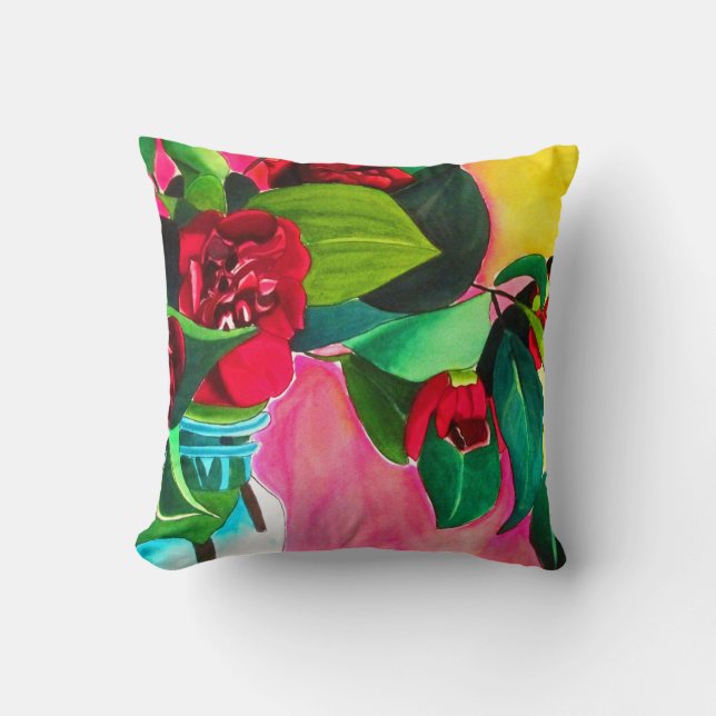 Red Camellias blomart Kudde (Framsida)