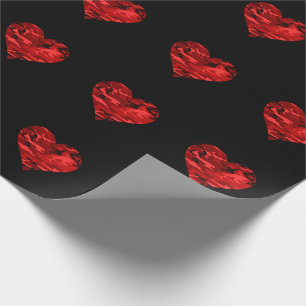 Red Camo Hearts Valentine Linen Wrapping Papper Presentpapper