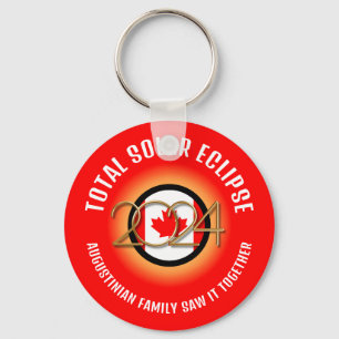 Red CANADA Flagga 2024 TOTAL SOLAR ECLIPSE Souveni Nyckelring