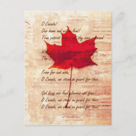 Red Canadian maple löv med nationalsång Vykort
