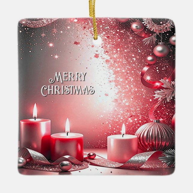 Red Candles Christmas Decorative Holiday Ornament (Framsida)
