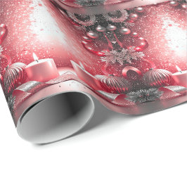 Red Candles Decor jul Helgdag Wrapping Papper Presentpapper