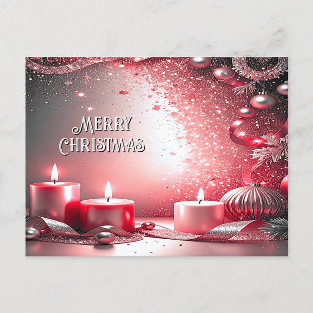 Red Candles Decorative Holiday Postcard Vykort (Framsida)