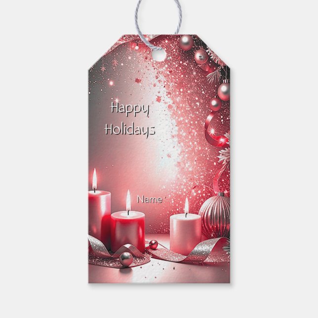 Red Candles Decorative jul Gift Märkre Presentetikett (Framsidan)