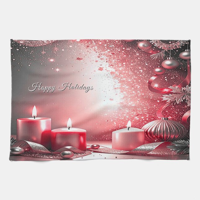 Red Candles jul Helgdag Kitchen Towel Kökshandduk (Horisontell)