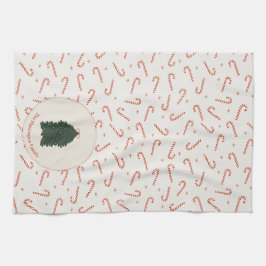 Red Candy cane Julgran Anpassningsbar Family Namn Kökshandduk