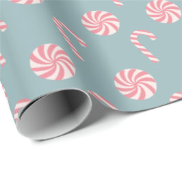 Red Candy cane Mönster Slate Blue Presentpapper