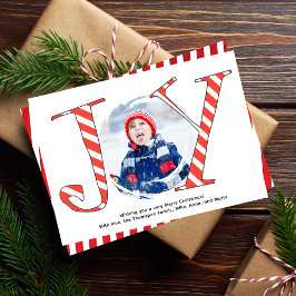 Red Candy cane Rand julfoto Joy Julkort