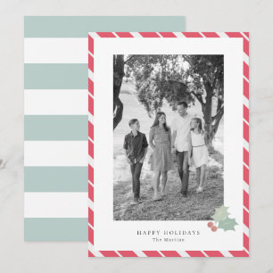 Red Candy cane Rand Modern Photo Helgdag Card Inbjudningar