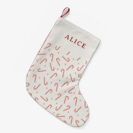 Red Candy cane Stars Festive Liten Julstrumpa