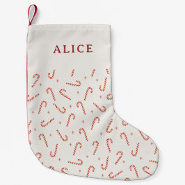 Red Candy cane Stars Festive Liten Julstrumpa