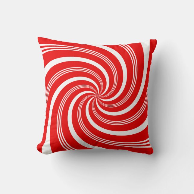 Red Candy cane Twirl Kudde (Framsida)