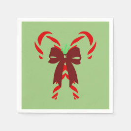 Red Candy Canes with Pine Needles & Bow Pappersservett