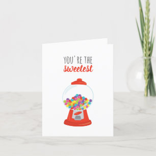 Red Candy Gumball Sweetest Valentine Helgkort