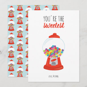 Red Candy Gumball Sweetest Valentine Julkort
