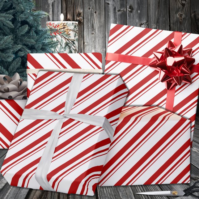 Red Candy Rand Helgdag Presentpapper (Red Candy Stripes Holiday Wrapping Paper in 6 and 15 foot long 30 Inch Width Rolls.)