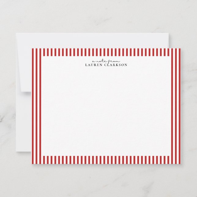 Red Candy Stripe Modern Note Card Inbjudningar (Framsida)