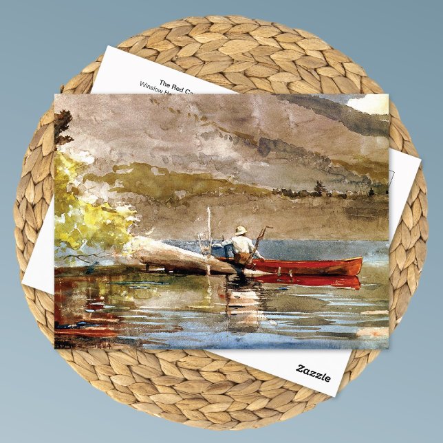 Red Canoe Fishing Winslow Homer Vykort (Skapare uppladdad)