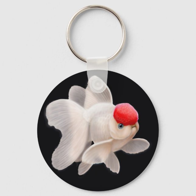 Red Cap Oranda Goldfish Keychain Nyckelring (Framsida)