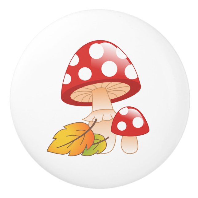 Red Cap Toadstool Svampar med Löv Knopp (Framsidan)