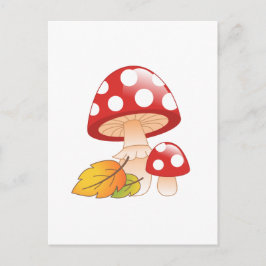 Red Cap Toadstool Svampar och Löv Vykort