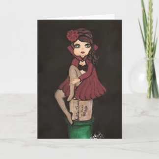 Red Cape Quantum Cutie Girl Greeting Card Kort