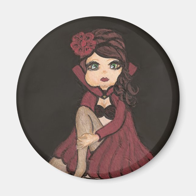 Red Cape Quantum Cutie Girl Magnet (Framsidan)
