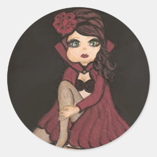 Red Cape Quantum Cutie Girl Sticker Runt Klistermärke