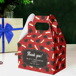 Red Caps & Diplomas Pattern Graduation Thank You Presentaskar