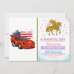 Red car american flagga tecknad - Välj tillbaka fä Inbjudningar