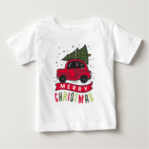 Red Car God jul Träd Colorful Funny T-Shir T Shirt