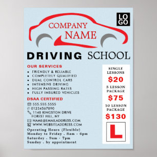 Red Car Logotyp, Driving School, Instruktörsreklam Poster
