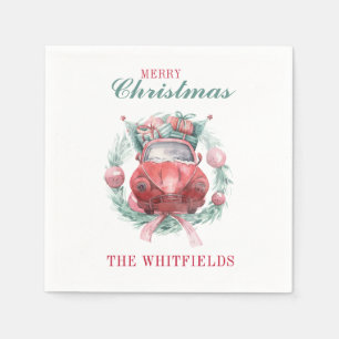 Red Car Matching Helgdag för Julkrans Pappersservett